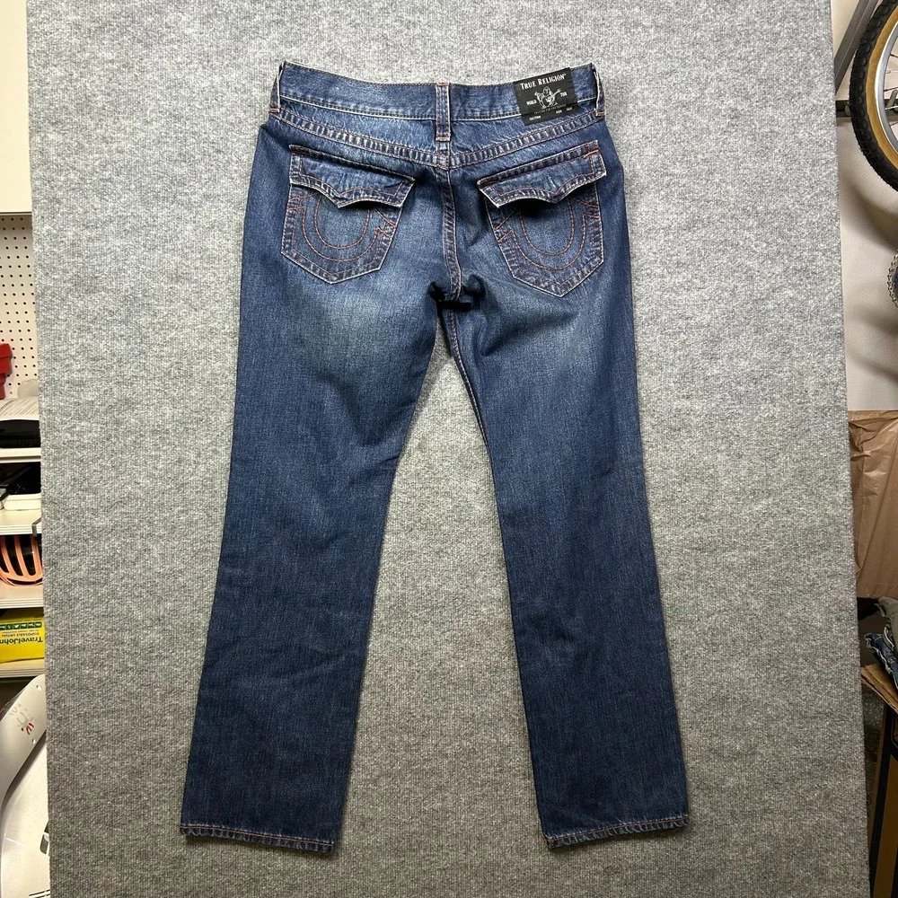 True Religion Ricky Relaxed Straight Jeans Mens 38 Blue Good Western Denim
